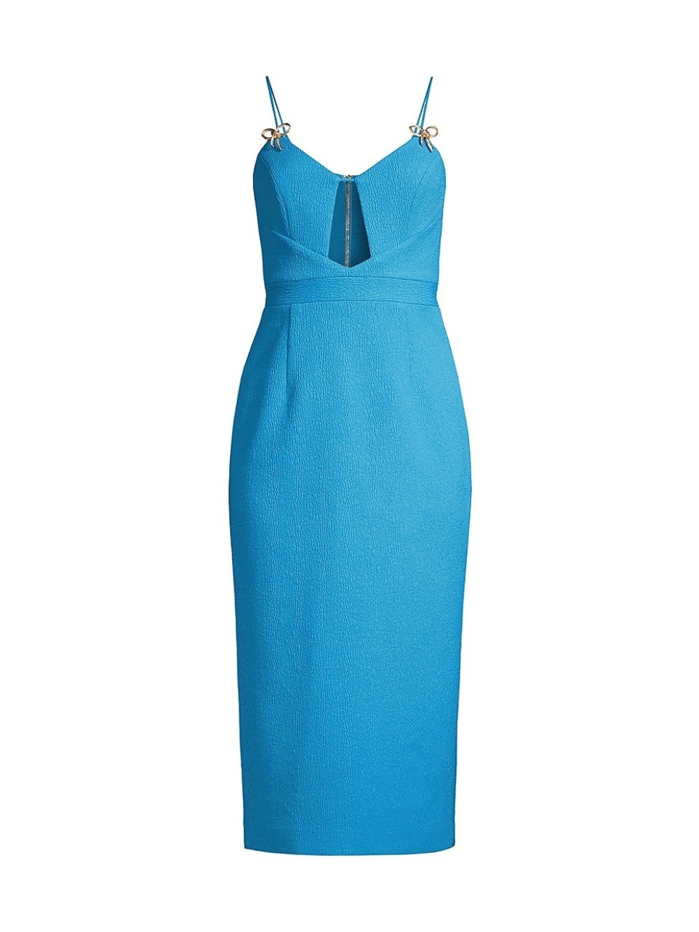 Rebecca Vallance Hermosa Turquoise Blue Midi Dress with Bow Detail